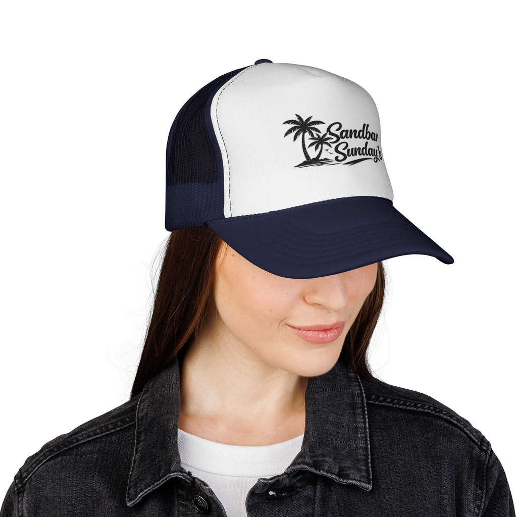 Sandbar Sundays Trucker Cap — Palm Tree Beach Hat