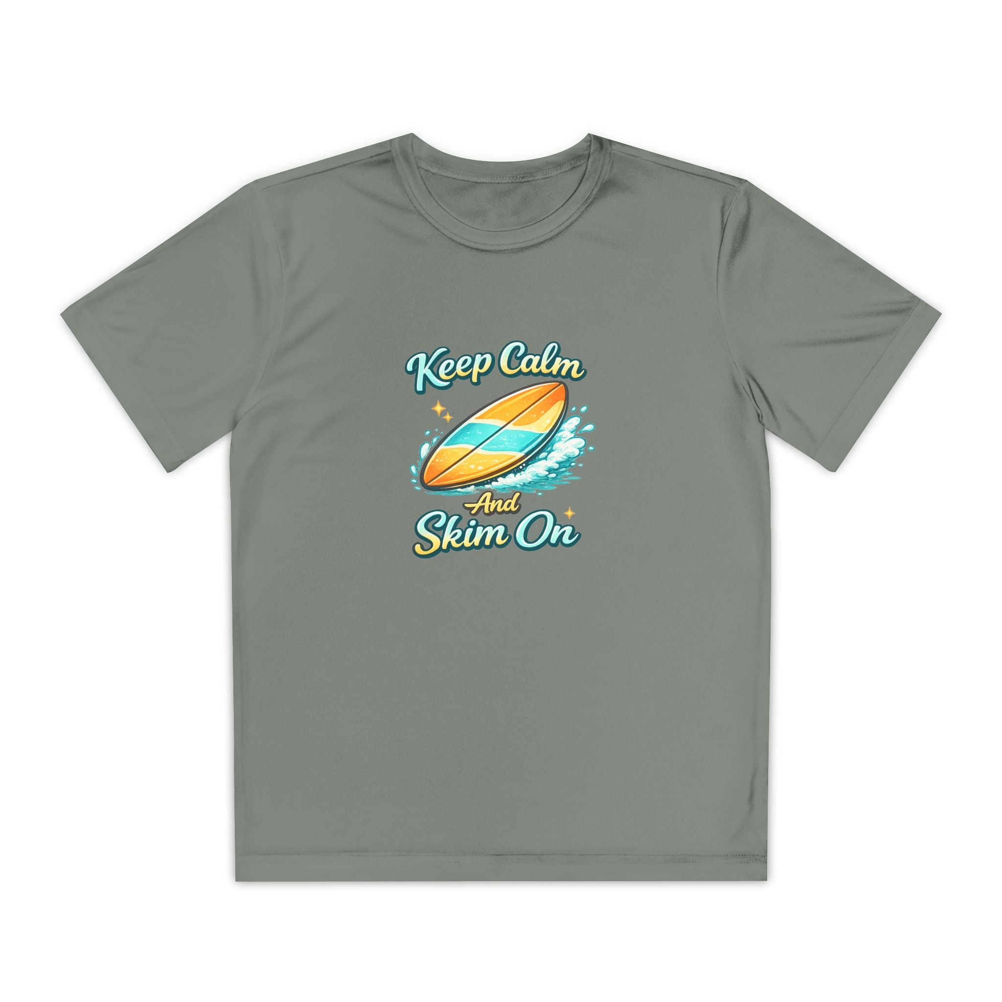Keep Calm and Skim On Youth Moisture Wicking Tee