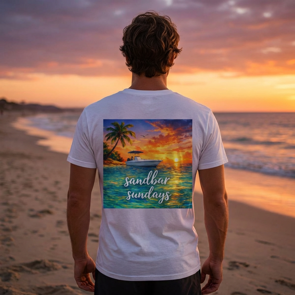 Sandbar Sundays Sunset Boat T-Shirt