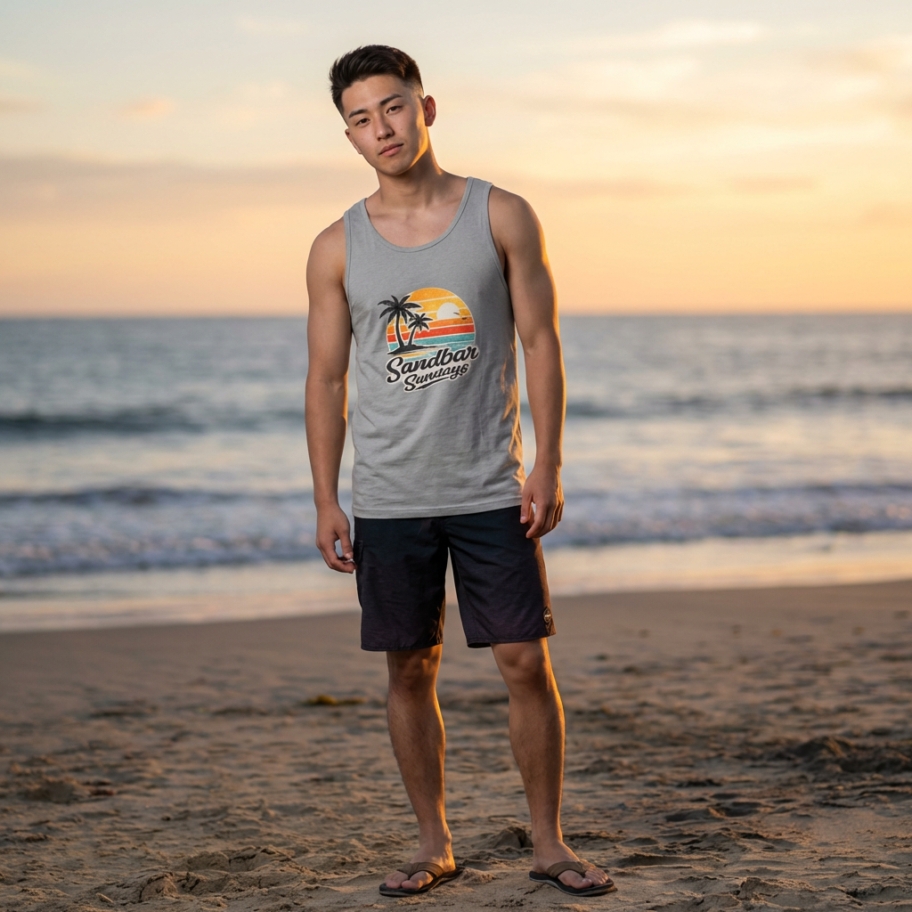 Sandbar Sundays Sunset Palm Tree Tank Top
