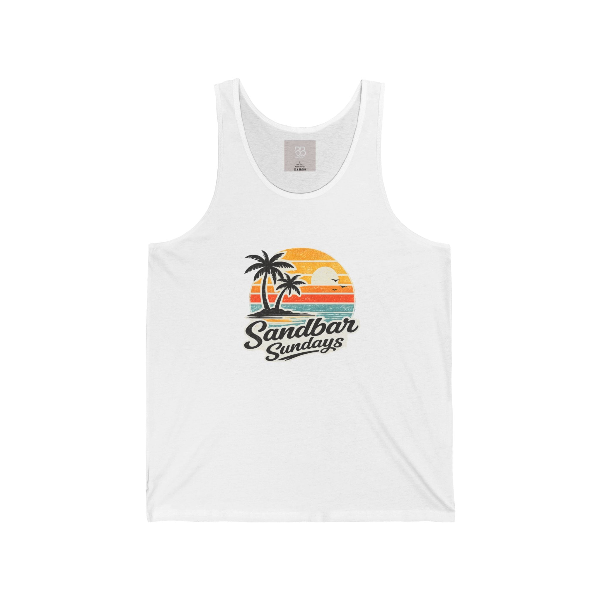 Sandbar Sundays Sunset Palm Tree Tank Top