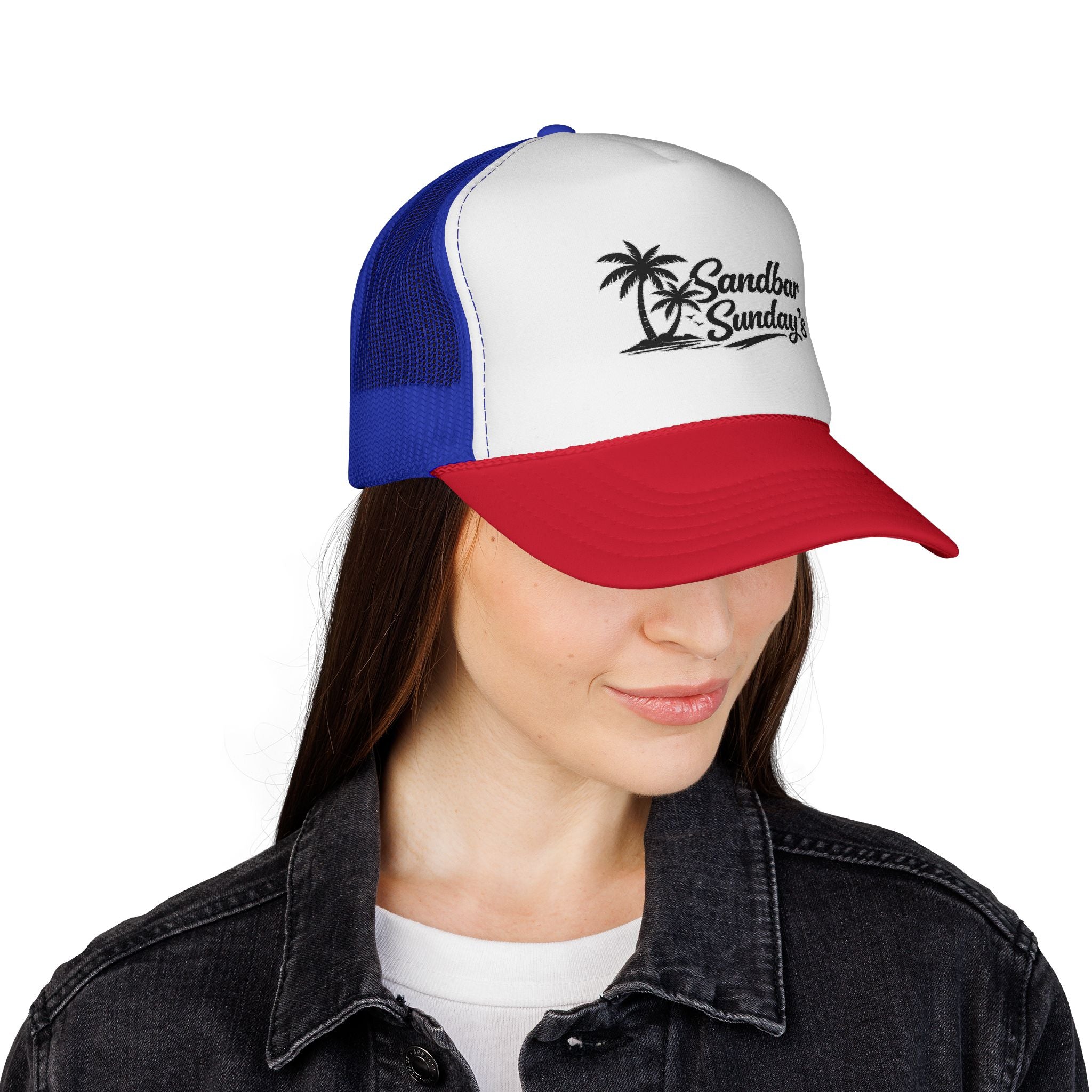 Sandbar Sundays Trucker Cap — Palm Tree Beach Hat